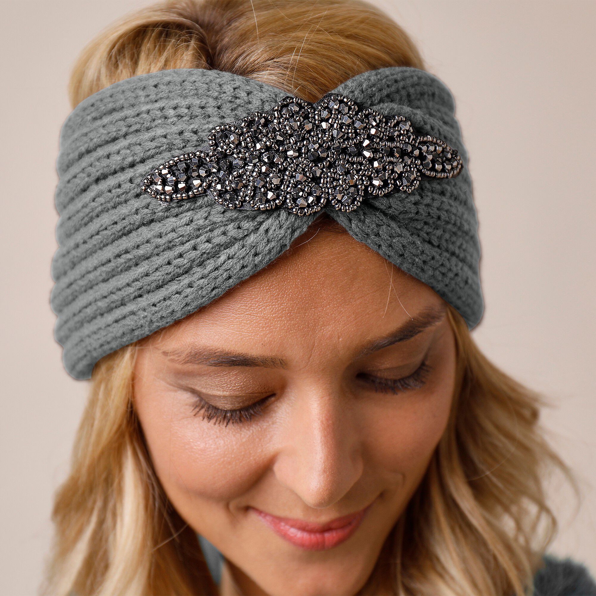 Headband en maille avec bijou