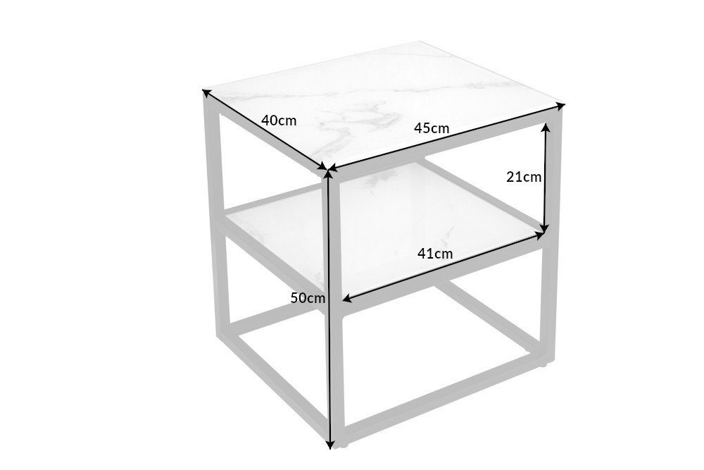 riess-ambiente Beistelltisch BOUTIQUE 45cm weiß / schwarz (Einzelartikel, 1-St), Wohnzimmer · Kristallglas · Metall · eckig · Marmor-Dekor · Barock