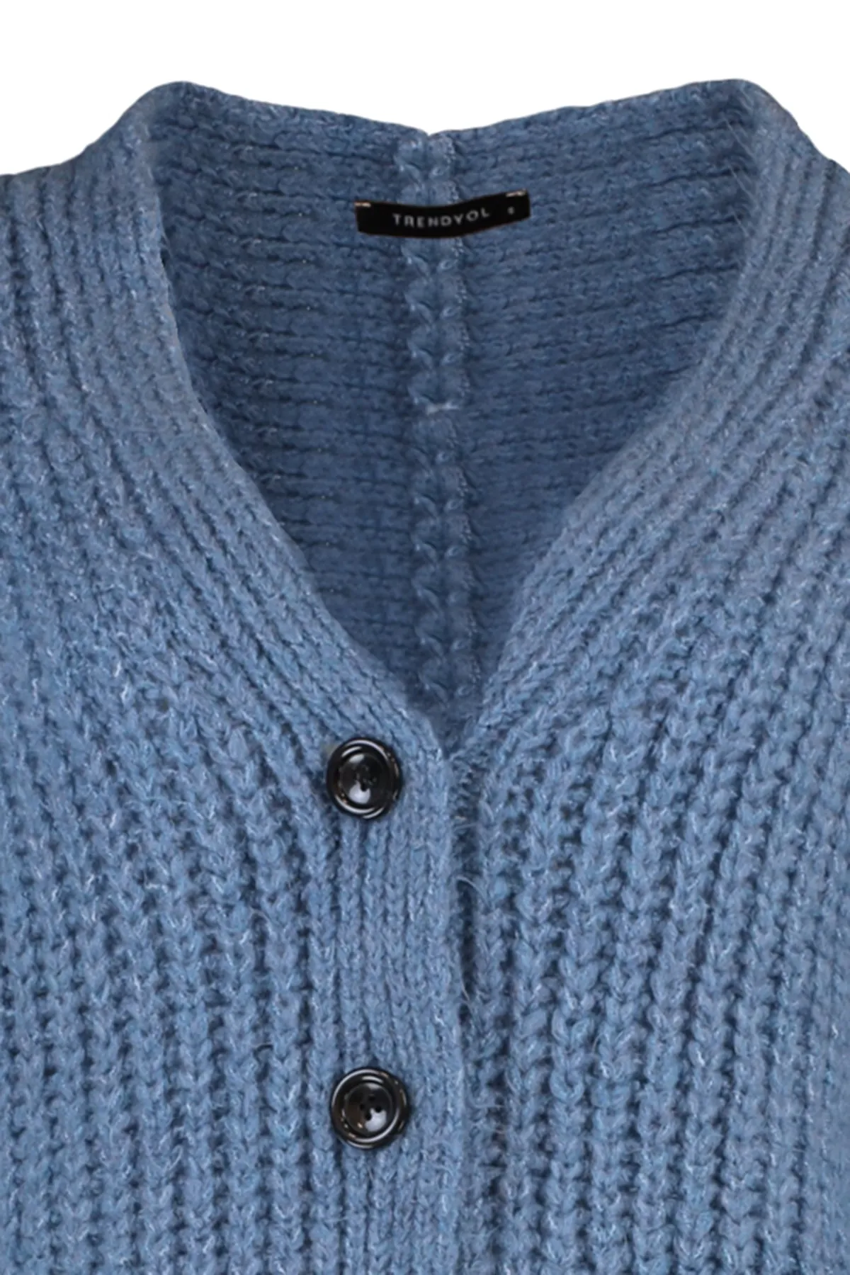 Trendyol Collection  Blaue Basic-Strickjacke mit weicher Struktur TWOAW20HI0214