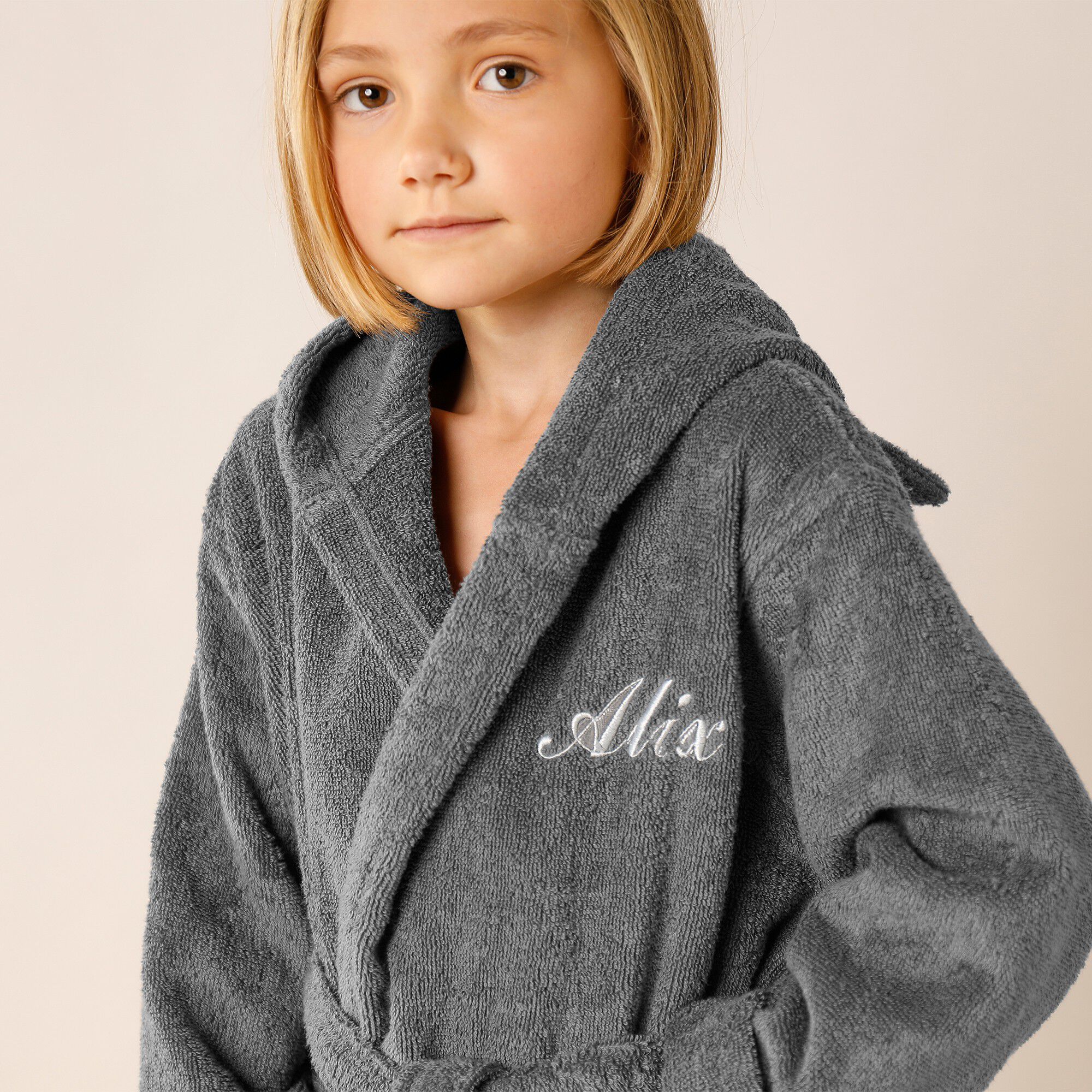Peignoir de bain enfant personnalisable chat à capuche