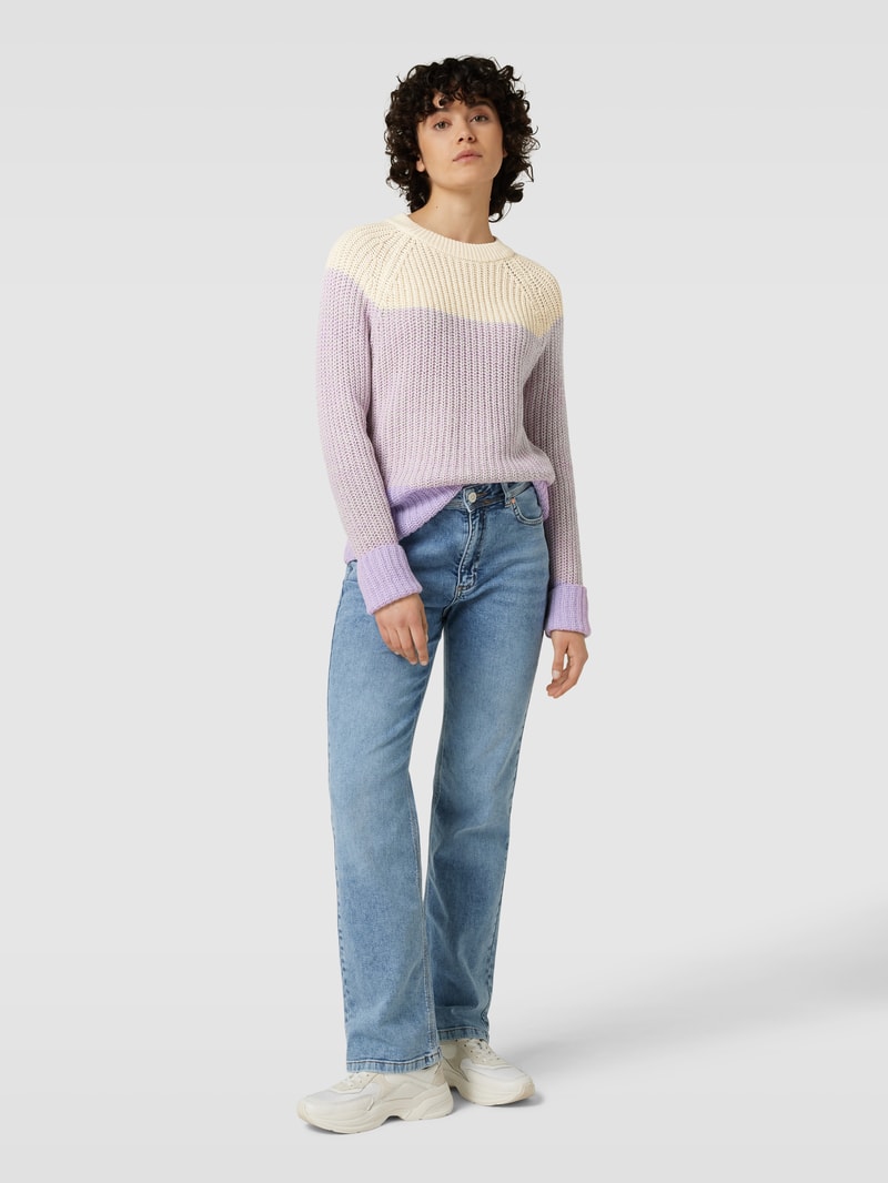 Strickpullover mit Blockstreifen Modell 'Remone' in flieder
