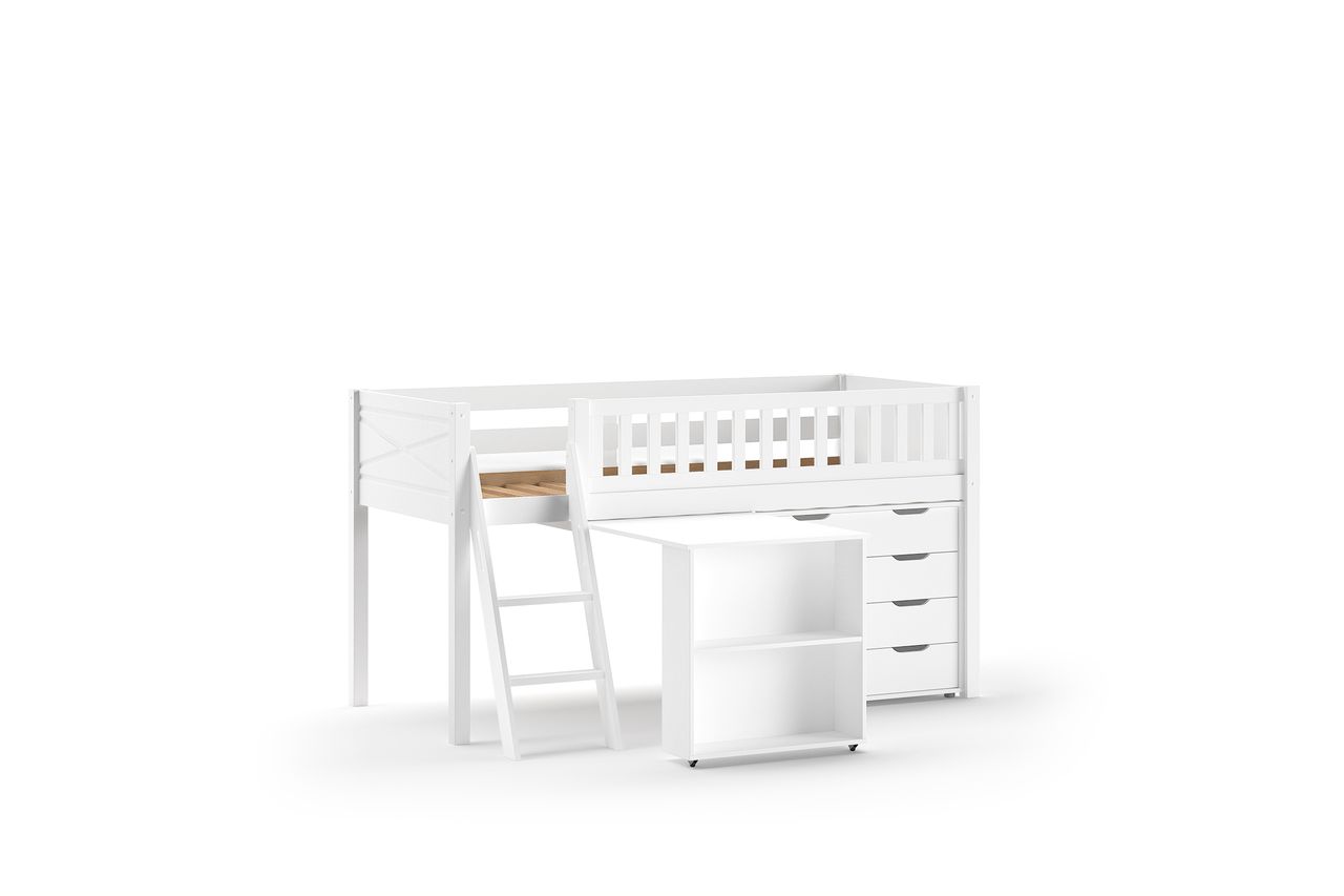 VIPACK SCOTT Spielbett, LF 90 x 200 cm, mit Schreibtisch und Schubladenkommode