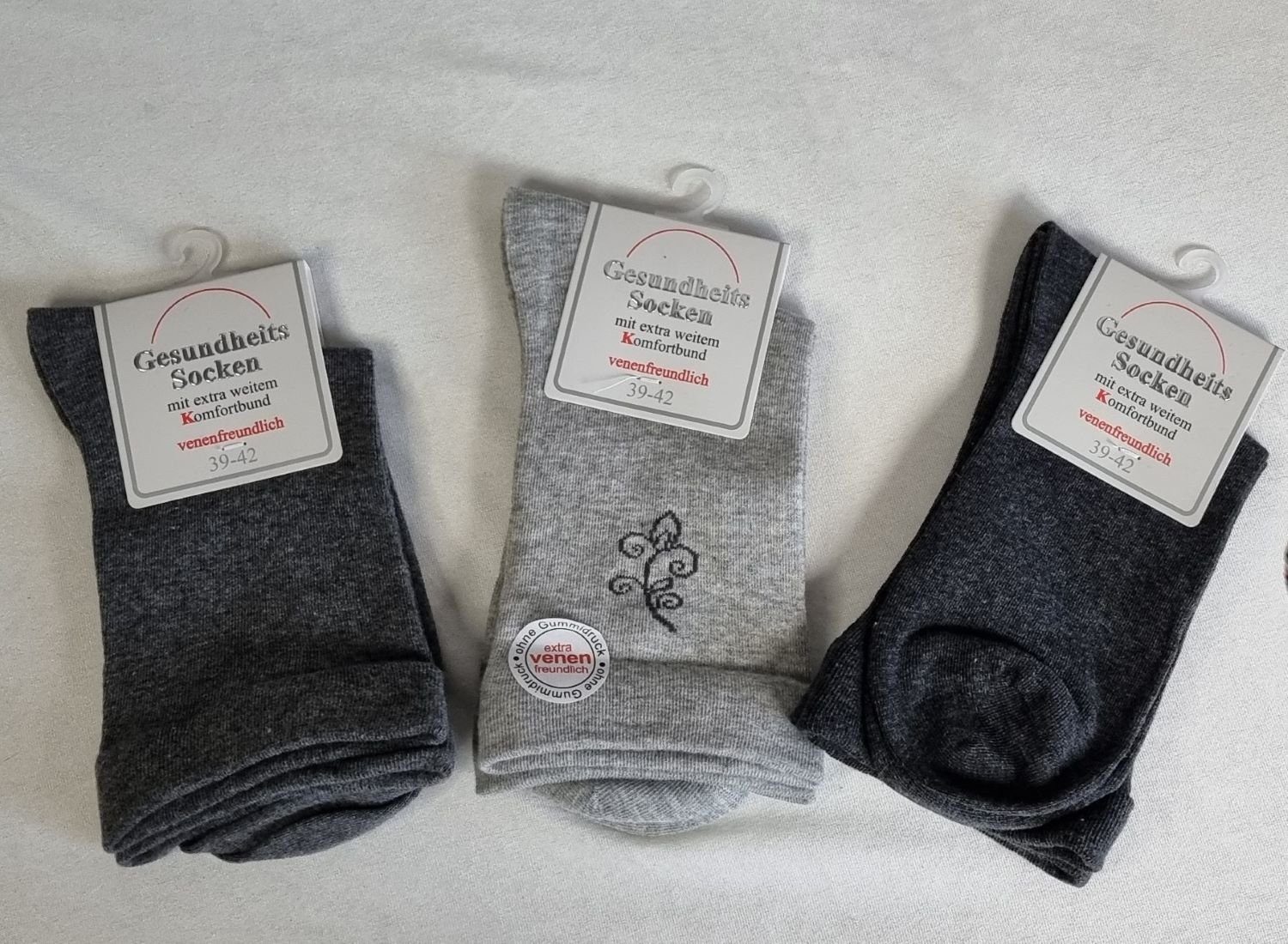 Toker Collection® Gesundheitssocken Gesundheitssocken mit extra weitem Komfortbund 3er Pack Gr. 39-42 (Packung, 3er Pack) Schaft extra weit