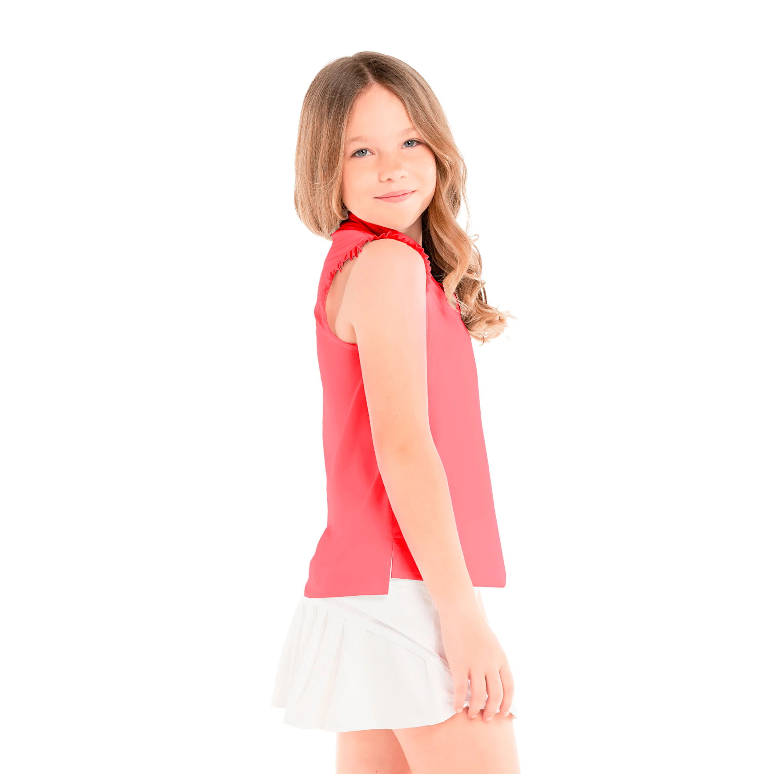 Pleat Me Up Tank-Top Mädchen - Koralle