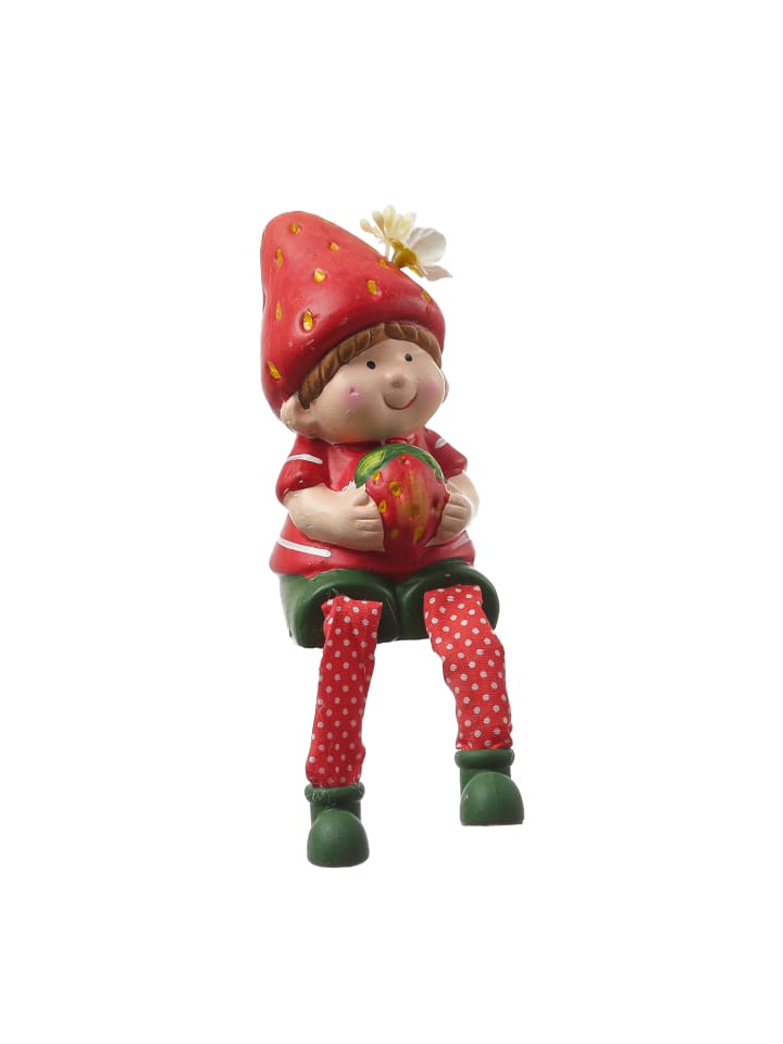 MARELIDA Kantenhocker Erdbeerjunge Fritz Gartenfigur H: 19cm in rot günstig kaufen onesize
