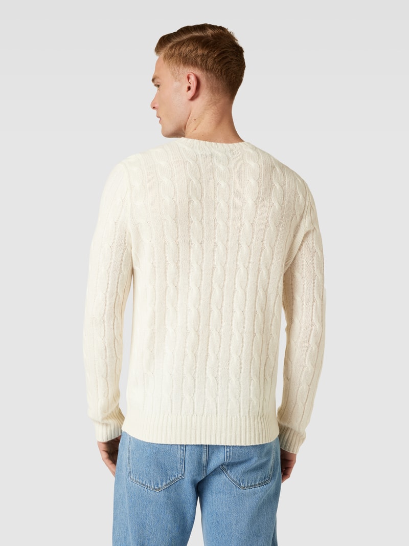 Strickpullover mit Zopfmuster Modell 'CABLE' in ecru