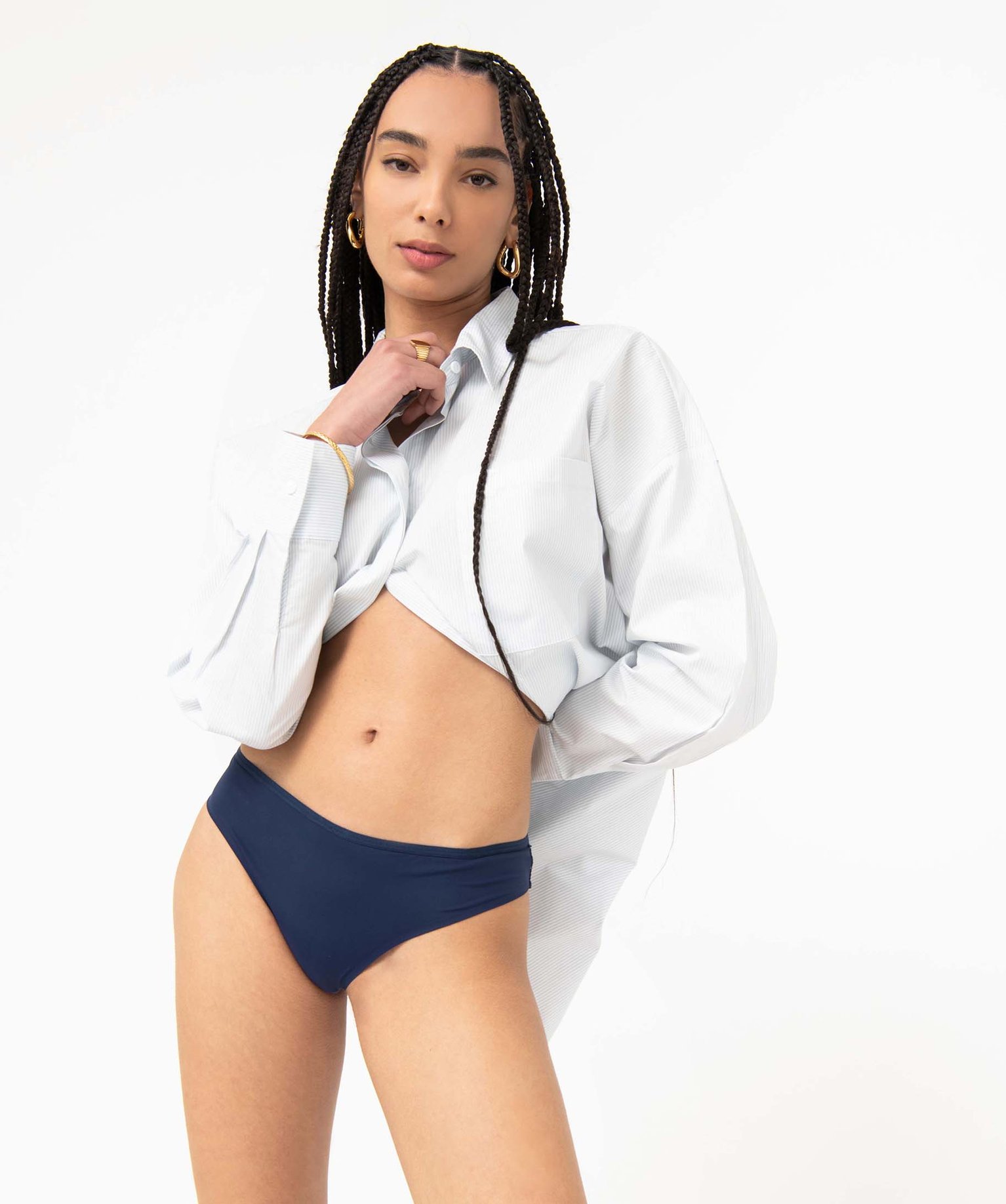 Tanga sans coutures en microfibre et dentelle femme (lot de 2) bleu | GEMO