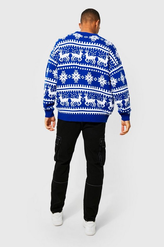 Oversize Weihnachtspullover mit Rentieren