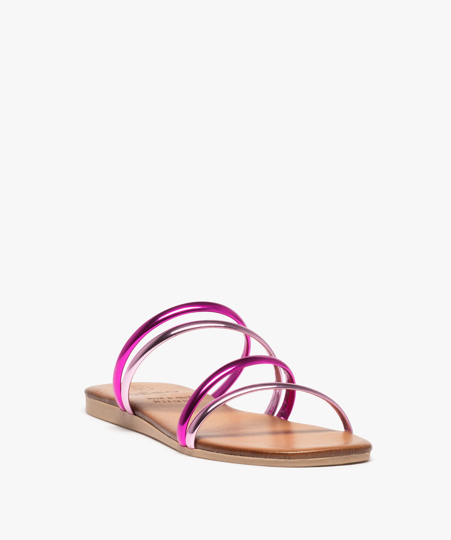 Mules femme avec brides bicolores effet miroir rose | GEMO