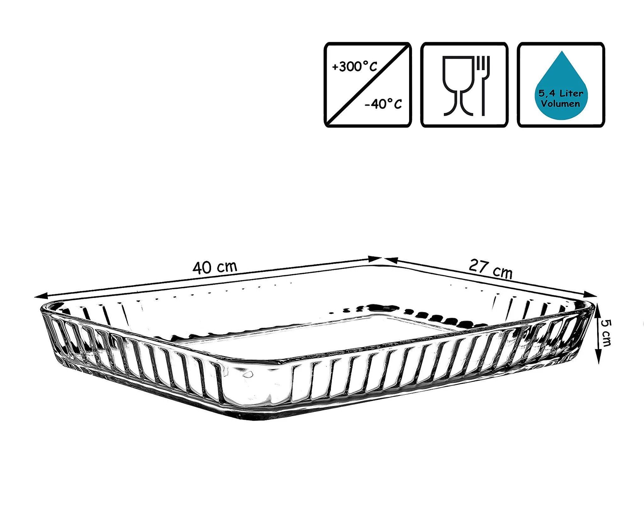 Pasabahce Auflaufform Borcam-59204, Glas, (1-St), Borcam Auflaufform, hitzebeständig, 27x40 cm