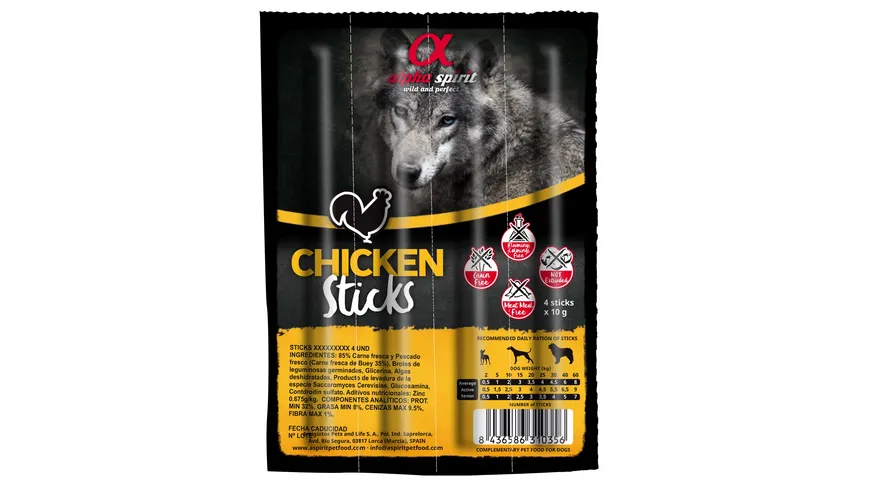 alpha spirit Dog Hundesnack Sticks Huhn 4er-Blister 36 g