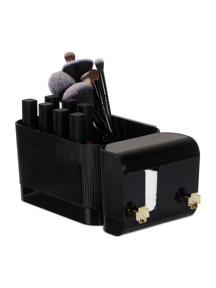 relaxdays Kosmetik Organizer in Schwarz/ Gold - (B)24 x (H)10 x (T)12,5 cm günstig kaufen onesize