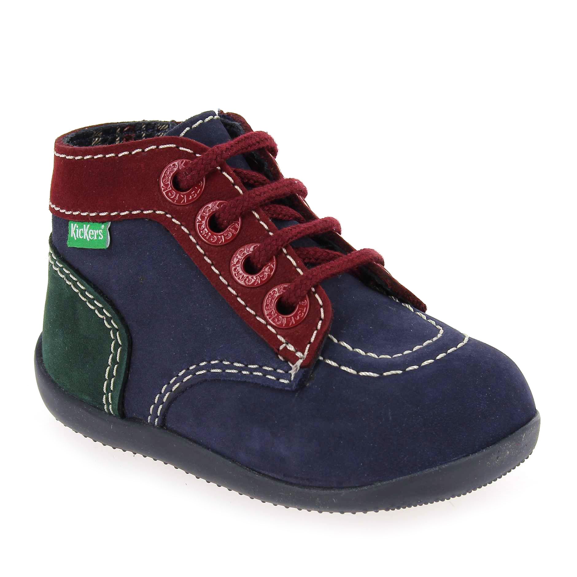 Kickers  BONZIP-2 TRICOLOR - Marine Rouge