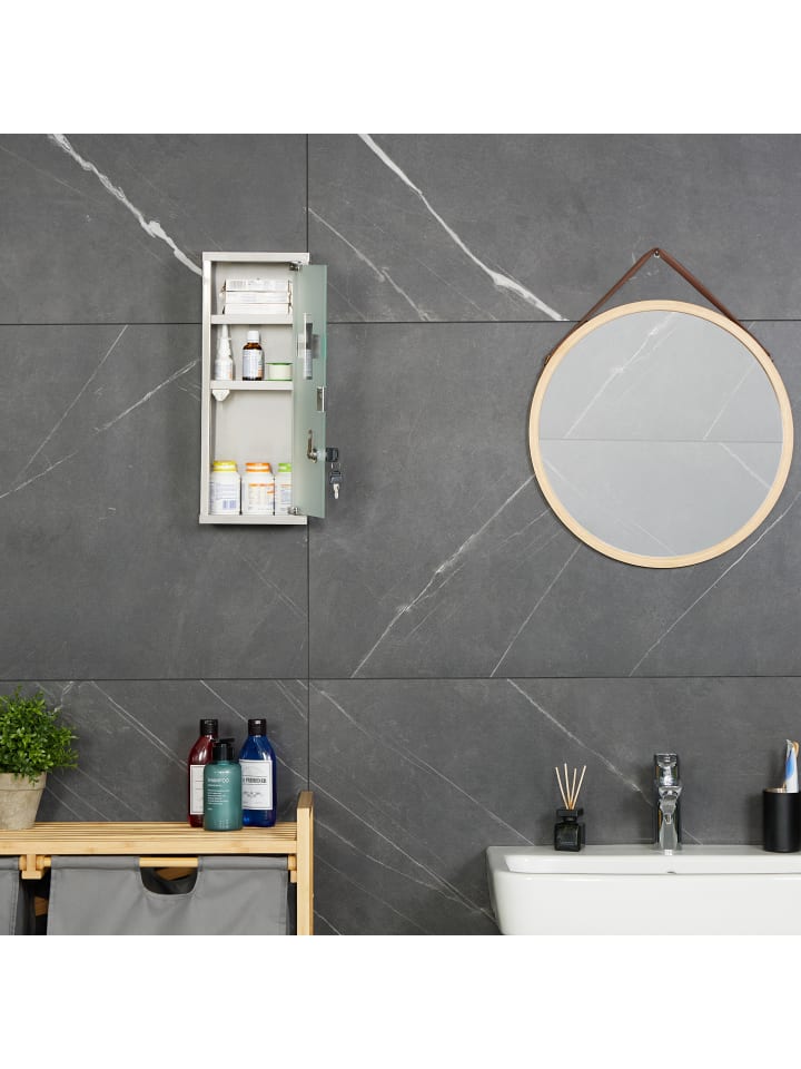 relaxdays Medizinschrank in Silber - (B)45 x (H)18 x (T)12 cm günstig kaufen onesize