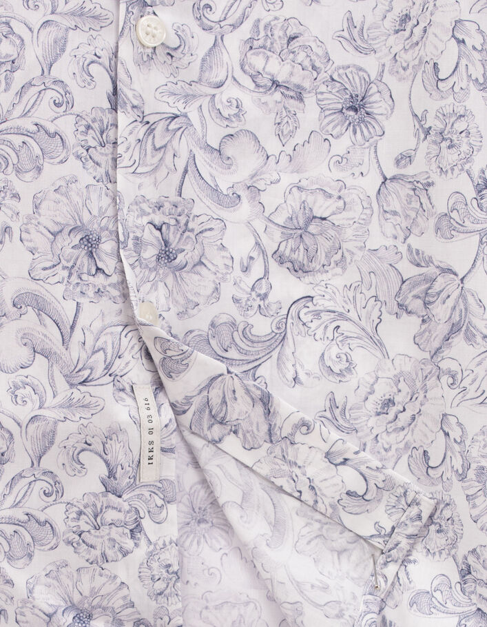 Chemise SLIM blanche tissu Liberty fleurs bleues Homme