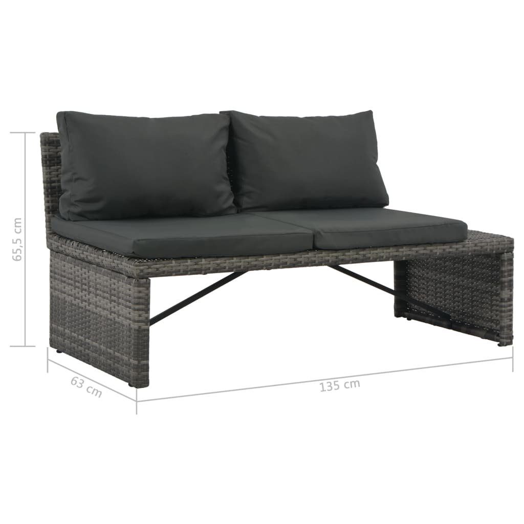 vidaXL Loungesofa 3-tlg. Garten-Lounge-Set mit Polstern Poly Rattan Grau