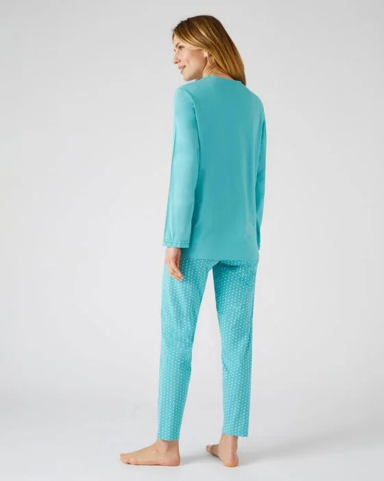 Pyjama-tunique en pur coton peigné, manches longues