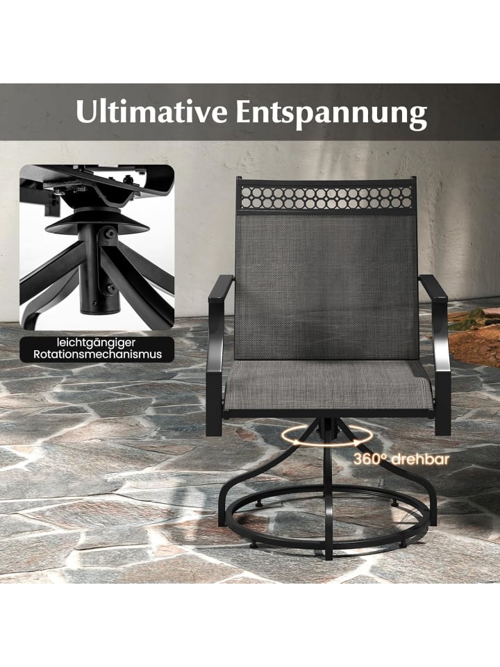COSTWAY 2er Set Gartenstühle drehbar in Grau günstig kaufen onesize