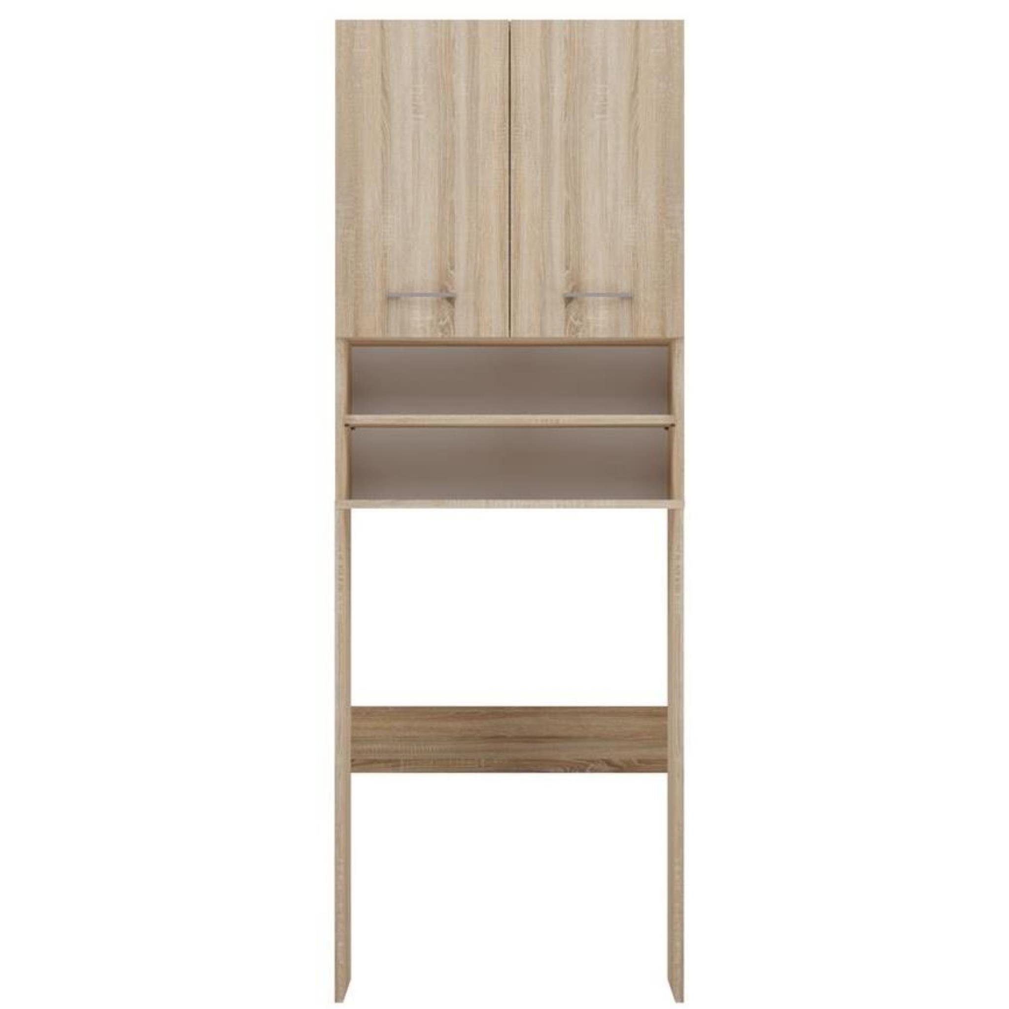 Beautysofa Waschmaschinenumbauschrank Ivy DK (Badschrank mit offenes Regale, Badezimmerschrank mit 2 Drehtüren) silberfarbig Kunststoffgriffe, 4 Fächer