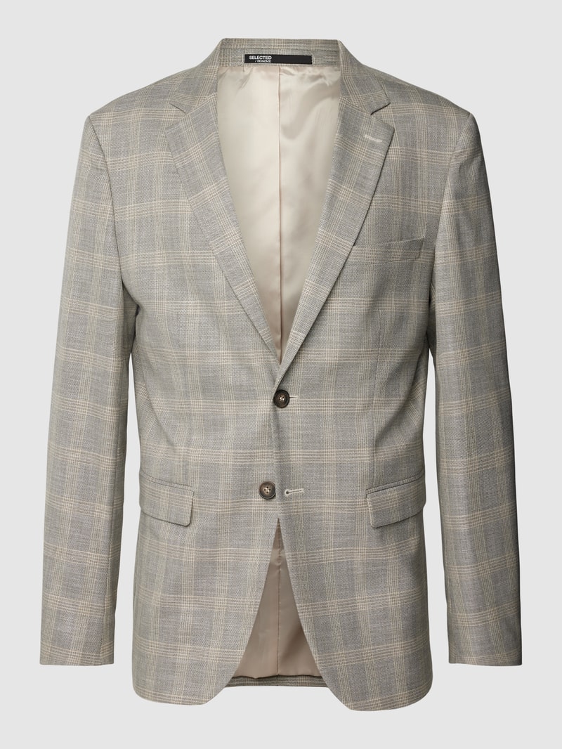 Slim Fit 2-Knopf-Sakko mit Tartan-Karo Modell 'NEIL' in sand