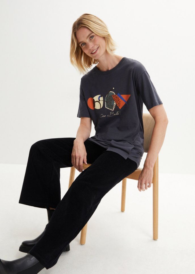 T-Shirt mit Tasche, 3/4 Arm