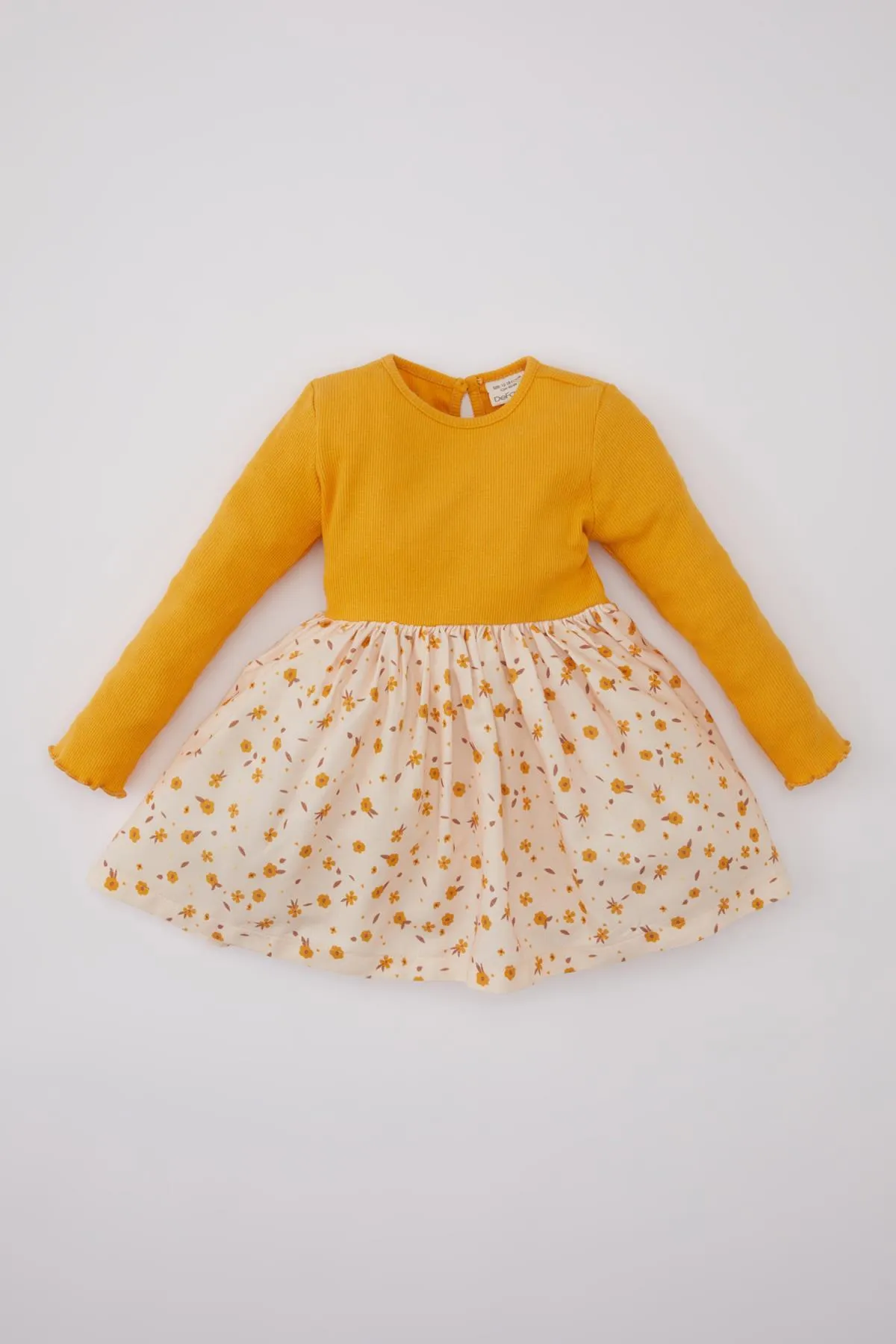 DeFacto  Baby-Mädchen Blumenkleid mit langen Ärmeln und geripptem Trägertop C0536a524sp