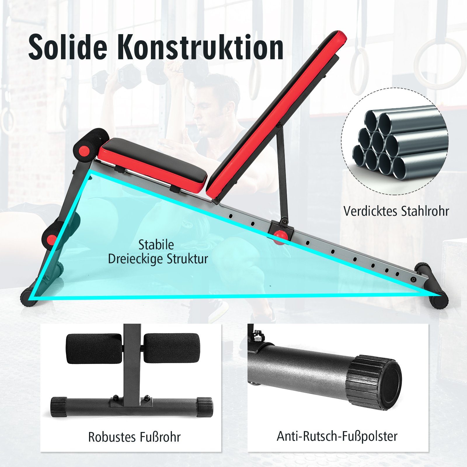 COSTWAY Hantelbank Schrägbank, 9-stufig verstellbar, bis 300kg