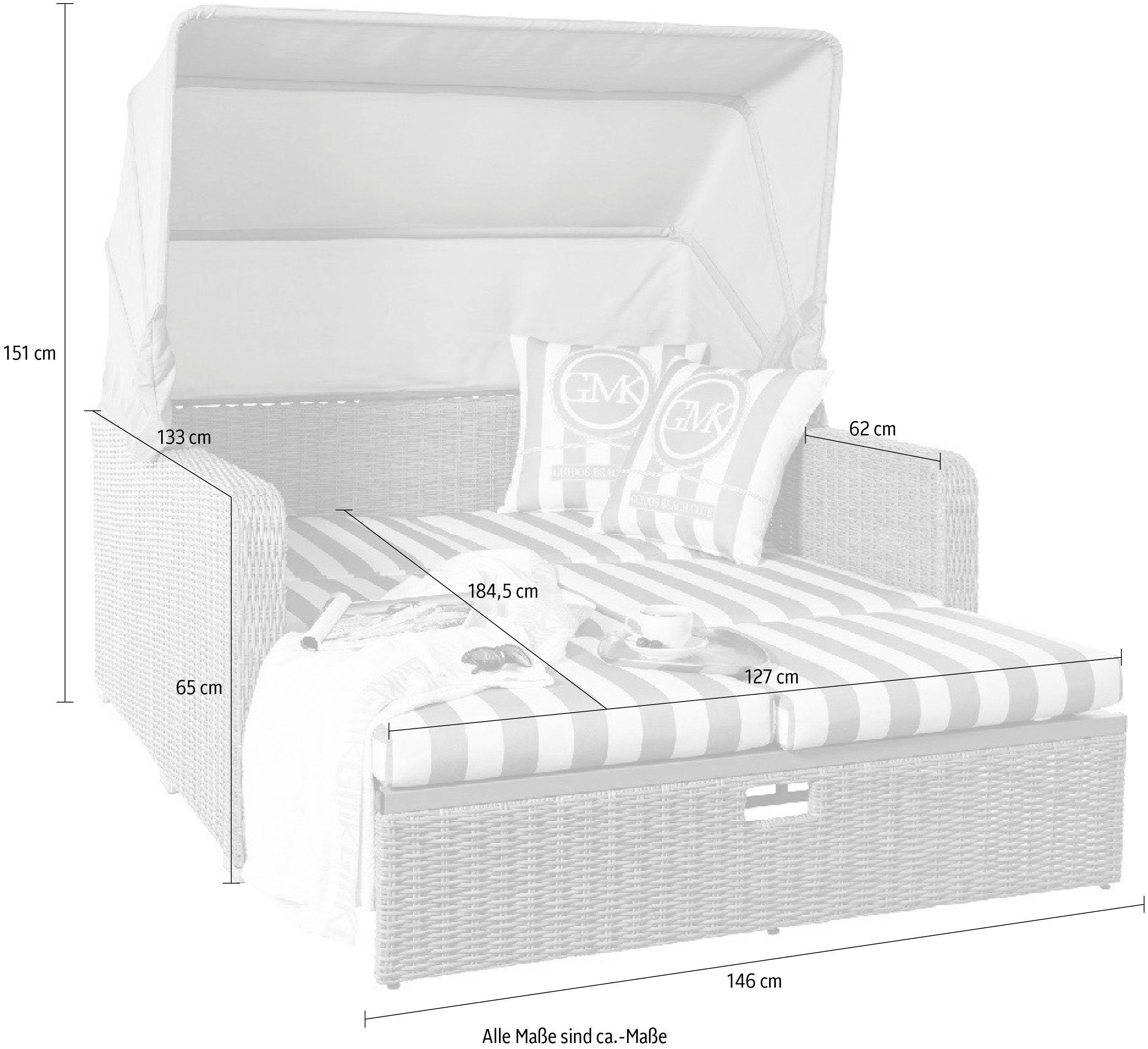Guido Maria Kretschmer Home&Living Loungesofa Norderney, 8 Teile, BxLxH: 146x140x78 cm, Strandkorb