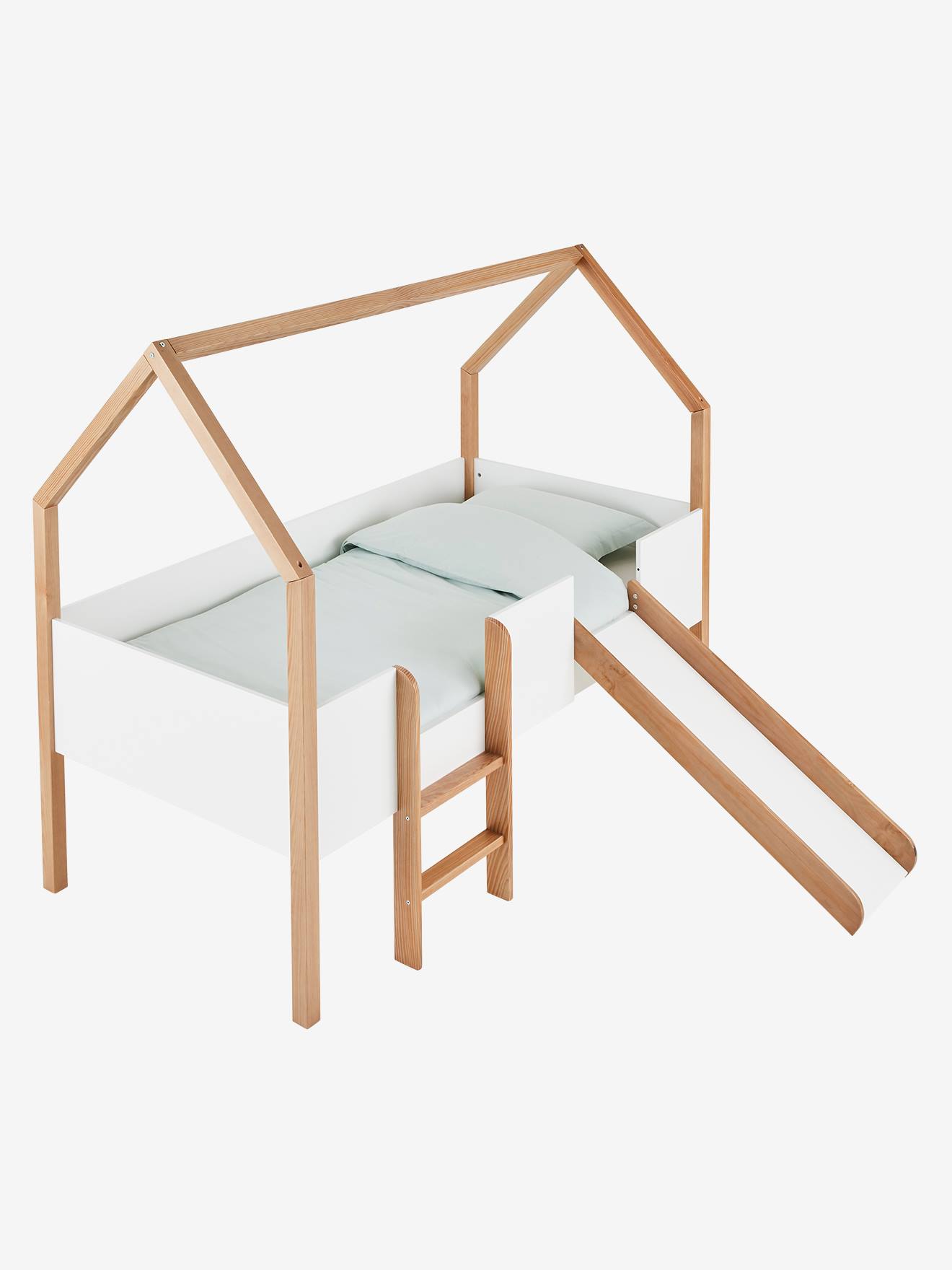 Vertbaudet Kinderzimmer Hausbett mit Rutsche KOKOSNUSS - weiß