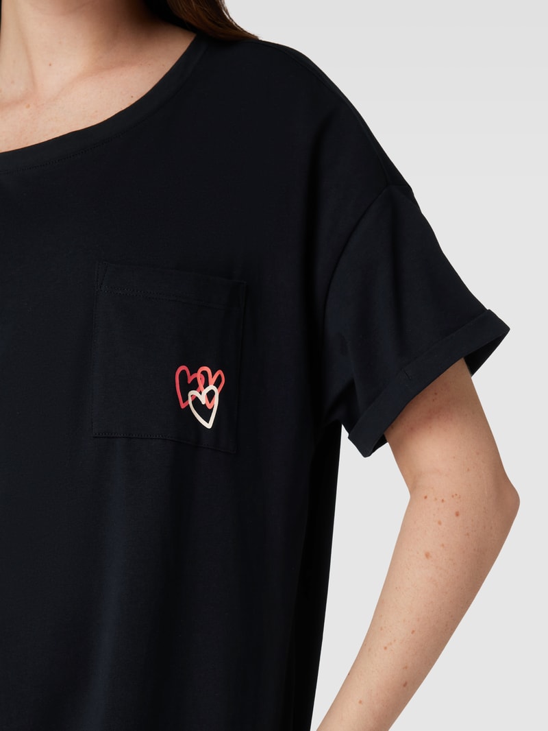 Nachthemd mit Motiv-Print in schwarz