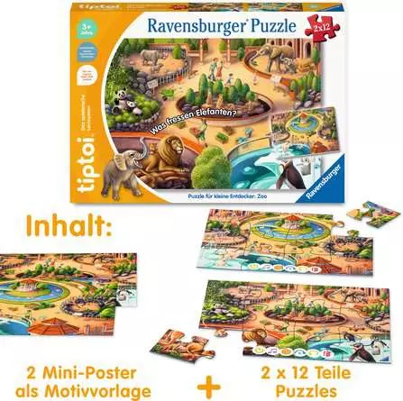Kinderpuzzle ab 3 Jahren - tiptoi® Puzzle für kleine Entdecker: Zoo - 12 Teile