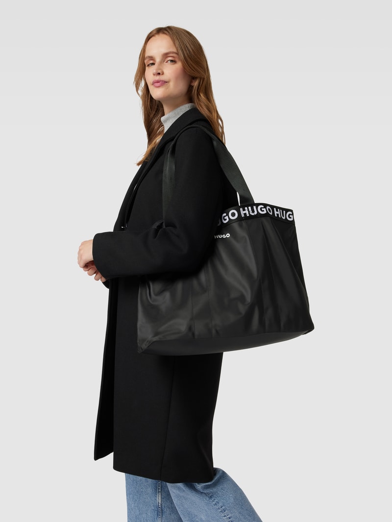 Tote Bag mit Logo-Details Modell 'Becky' in schwarz