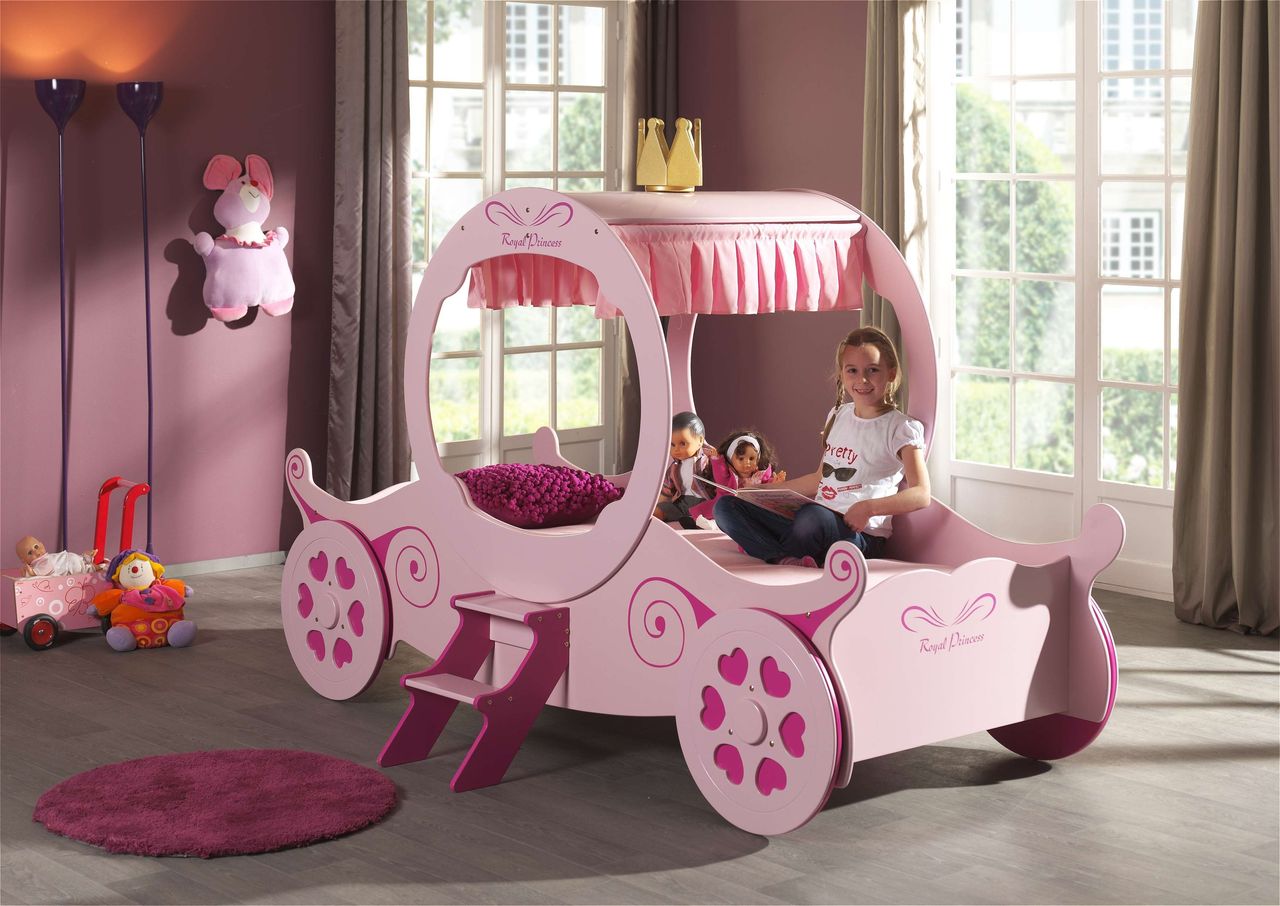 VIPACK Kutschenbett, Liegefläche 90 x 200 cm, rosa lackiert