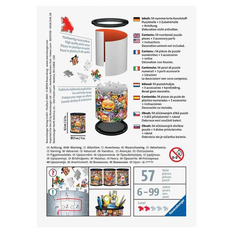 Puzzle 3D Emoji pot à crayons 54 pièces