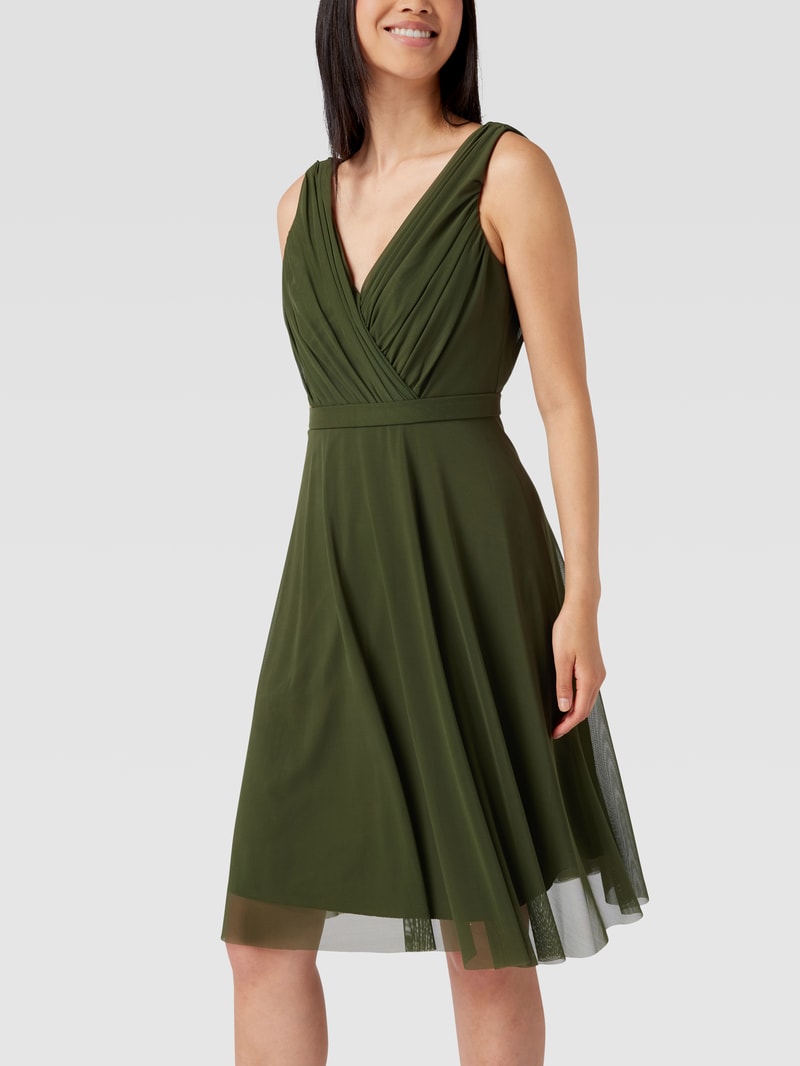 Cocktailkleid in Wickel-Optik in olivgrün