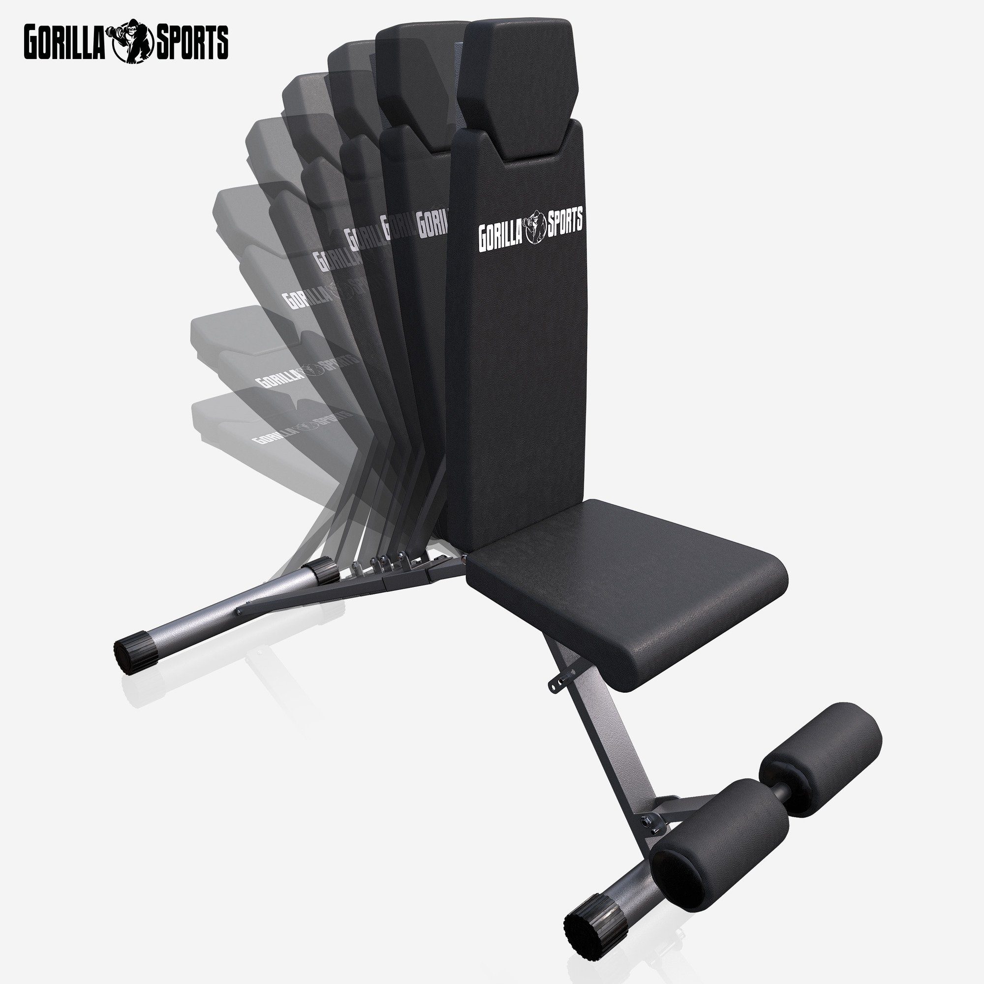 GORILLA SPORTS Hantelbank Klappbare, 8-Fach Rückenlehne, 4Fach Sitz Verstellbar, 200kg Belastbar, (1-tlg)