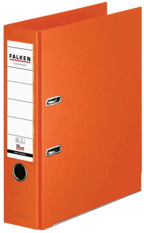 Falken Chromocolor Ordner DIN A4 80 mm Orange 2 Ringe S80 Pappkarton, PP (Polypropylen)