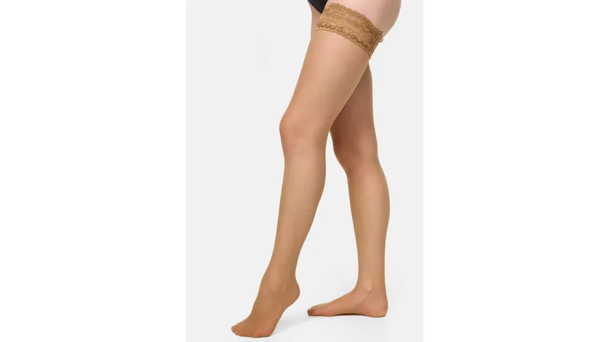NUR DIE Damen Halterlose Strümpfe Goodbye Laufmaschen 20 DEN puder