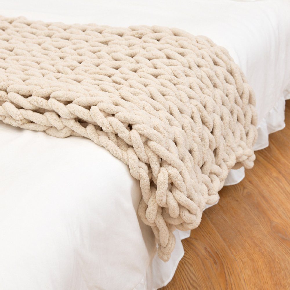 Wohndecke Decke Grob Gestrickte Kuscheldecke Grobstrick Tagesdecke Strickdecke, FYLA, süße Decke,warme Decke,waschbar