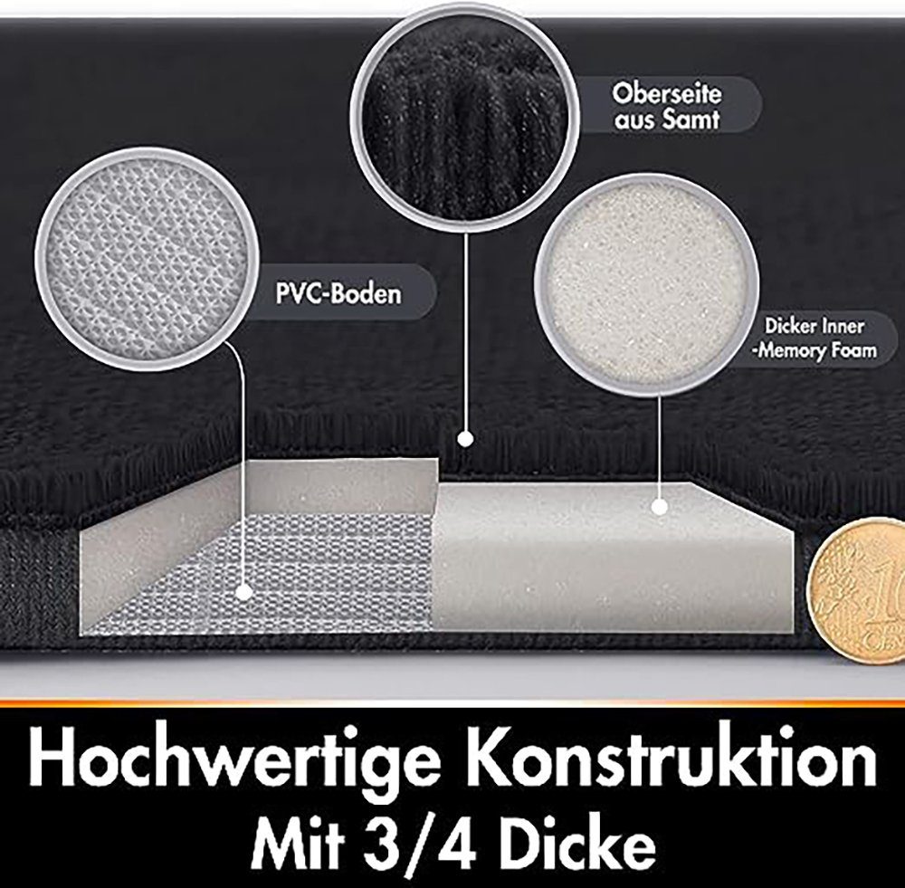 Badematte Memory Schaum Badematte, Weich Bequem Deliana.home, Anti-Rutsch-Beschichtung, Memory-Schaum, Super Wasseraufnahme, rutschfest, Dick, Baumwolle, Rechteckig, für Badezimmerteppich (Grau, 80 x 50 cm)