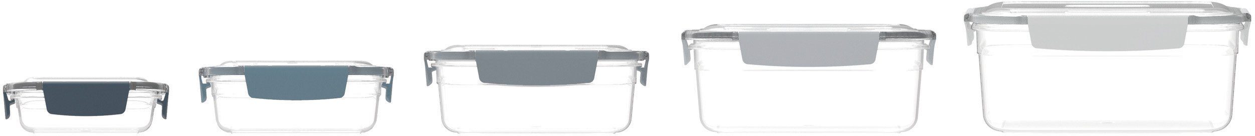 Joseph Joseph Frischhaltedose Editions Nest Lock, Polyprophylen (PP), (Set, 5-tlg), luftdicht, auslaufsicher & stapelbar, je 230,540,1100,1850 3000ml