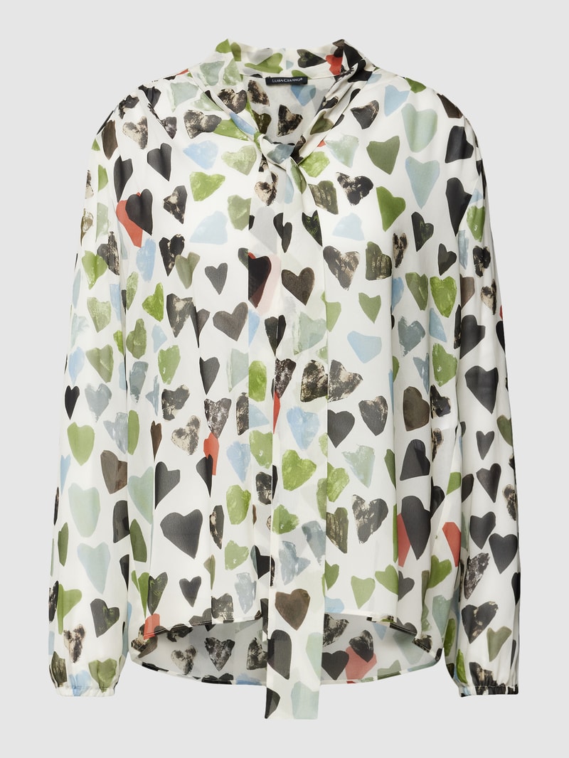 Bluse mit Schal in offwhite