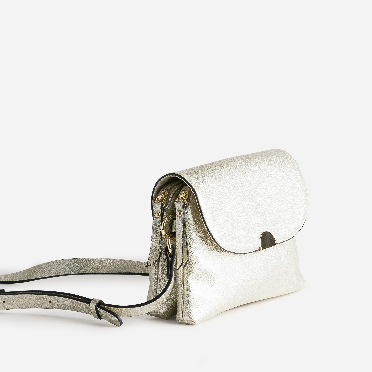 Sac bandoulière doré à double compartiment