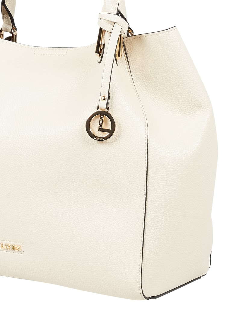 Shopper in Leder-Optik in ecru