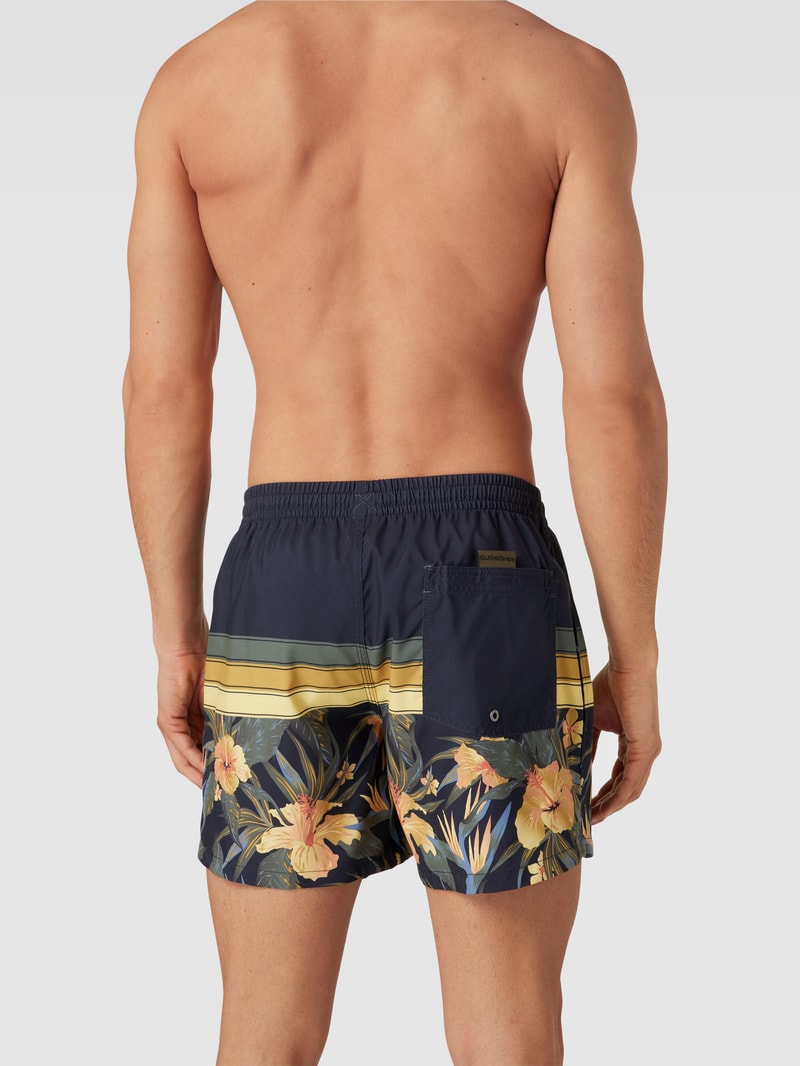 Badehose mit Allover-Muster Modell 'SPORT' in schwarz