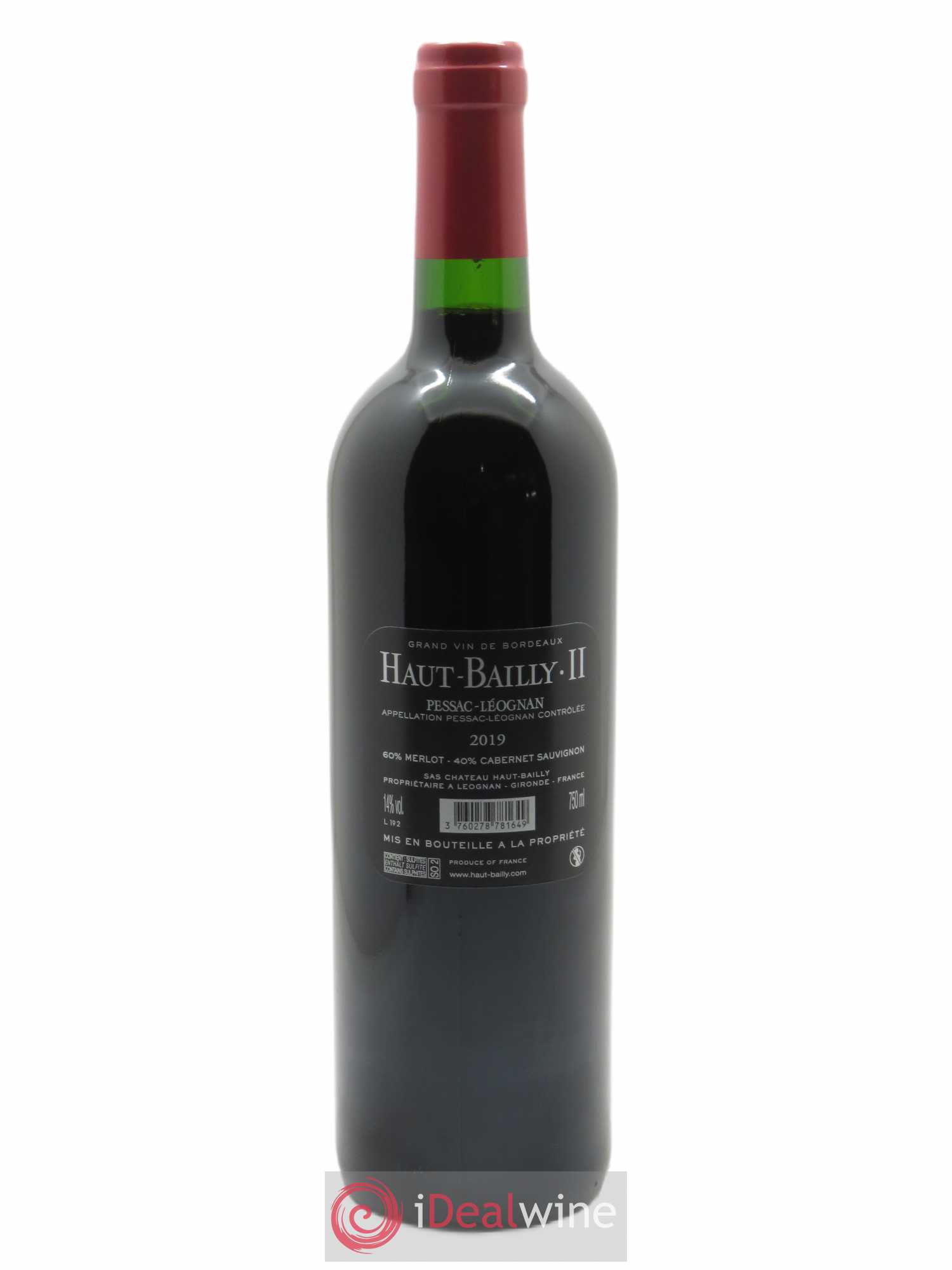 Haut Bailly II (Anciennement La Parde de Haut-Bailly) Second vin (CBO à partir de 6 BTS) 2019 - Lot de 1 Bouteille