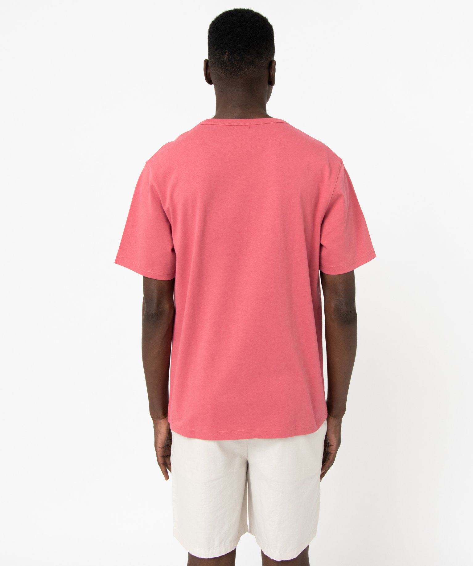 Tee-shirt à manches courtes uni homme rose fonce | GEMO