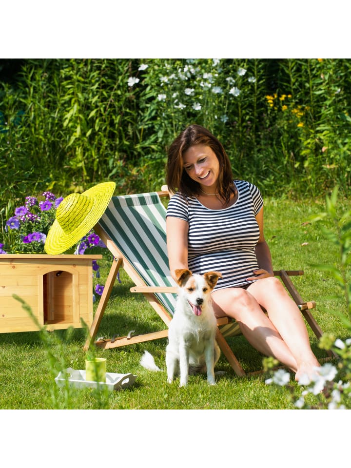 relaxdays Hundehütte in Natur/ Schwarz - (B)86 x (H)58 x (T)58 cm günstig kaufen onesize