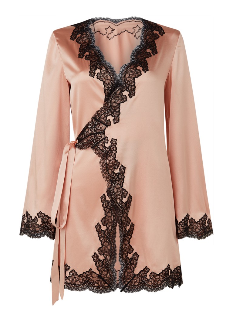 Hedvábné kimono Agent Provocateur Amelea s krajkou