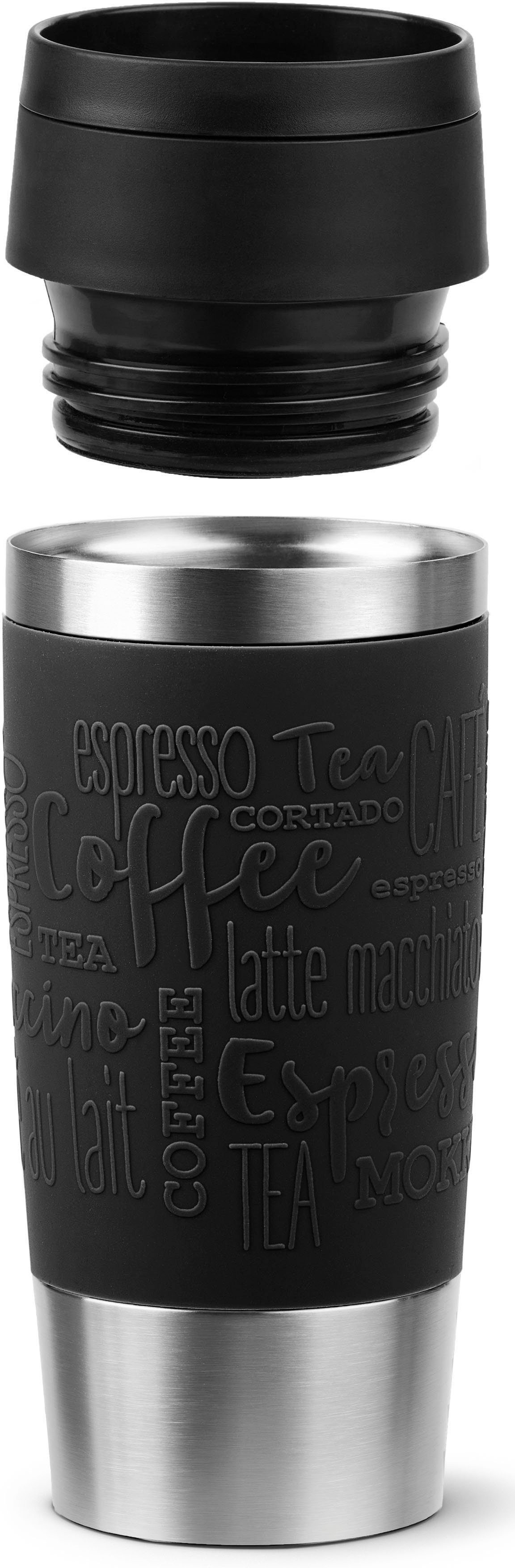 Emsa Thermobecher Travel Mug Classic, Edelstahl, Kunststoff, Silikon, 6h heiß, 12h kalt, 100% dicht, spülmaschinenfest, 360°-Trinköffnung